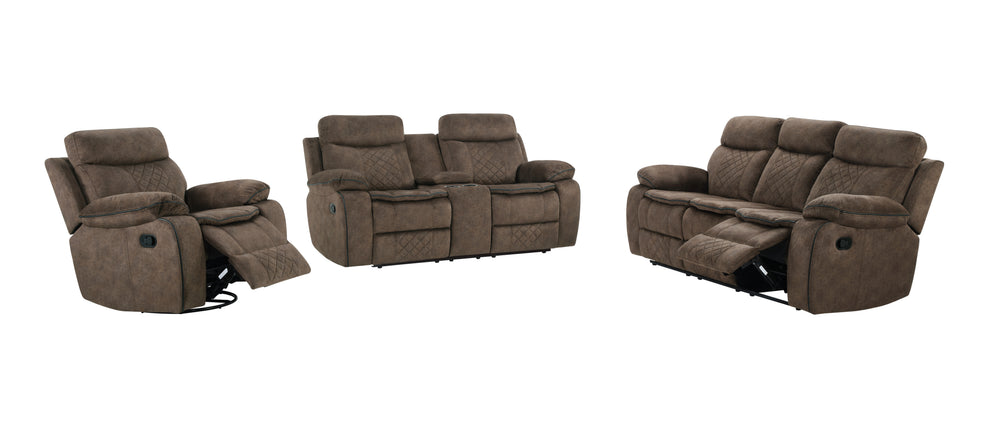Liz Brown Microfiber Reclining Living Room Set S3037