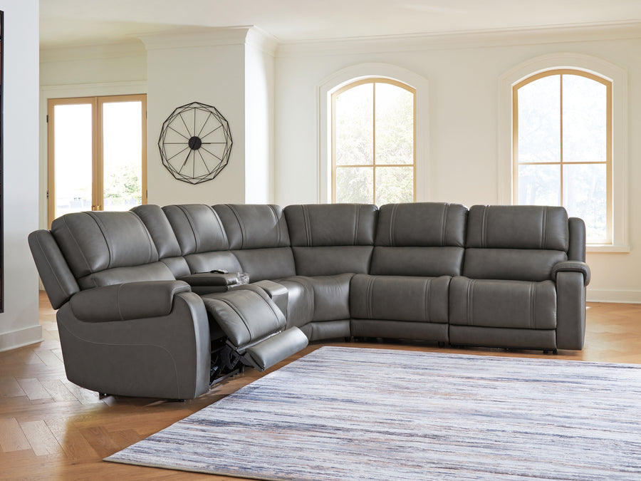 5Z - Pittson Anchor 6pc Top Grain Leather Power Reclining Sectional PCU1260031
