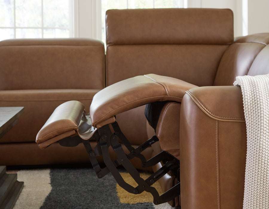 Magic Man Caramel 6pc Power Reclining Sectional with Console PCU1070031