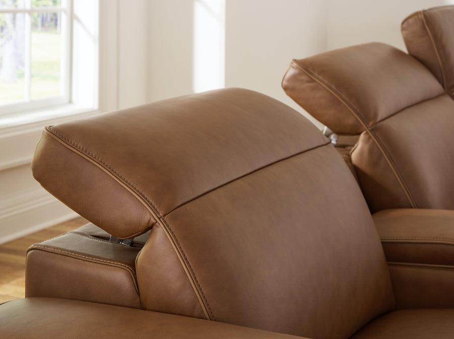 Magic Man Caramel 6pc Power Reclining Sectional with Console PCU1070031