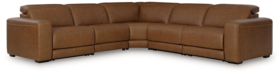 Magic Man Caramel 5pc Power Reclining Sectional PCU1070031
