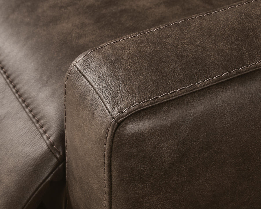 ModZ Chocolate 7pc Top Grain Leather Power Reclining Sectional with Audio Consoles U1400031