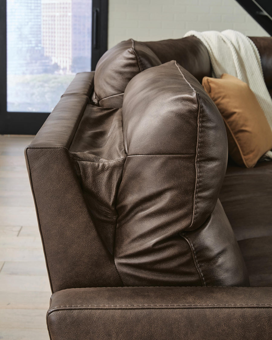 ModZ Chocolate 7pc Top Grain Leather Power Reclining Sectional with Audio Consoles U1400031