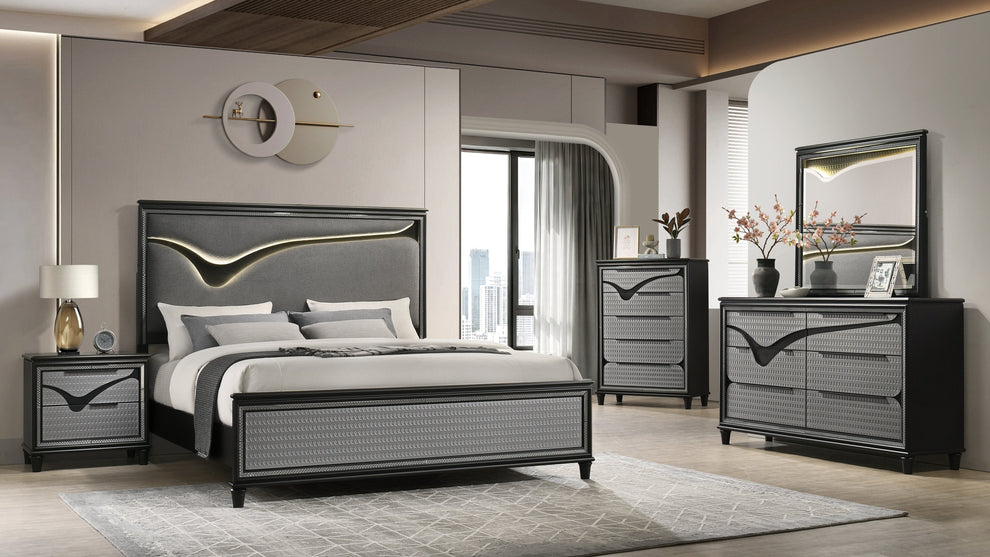 Corra Grey Panel Bedroom Set B7050