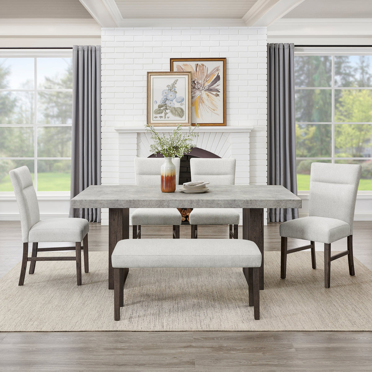 Basti Grey 6pc Dining Set D203
