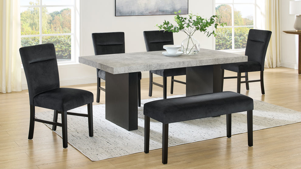 Tessa Grey/Black 6pc Dining Set D204