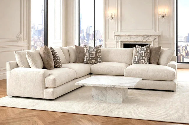 Jude Natural  Fabric OVERSIZED Reversible Sectional 961