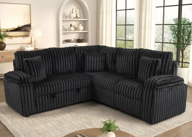 AMIRI Black Power Sectional With Pull-Out Bed