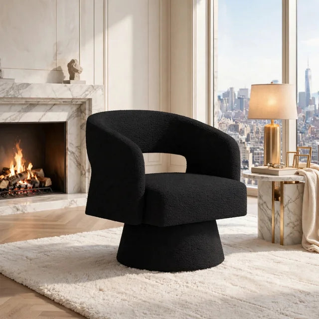 Black Swivel Barrel Accent Chair 1059