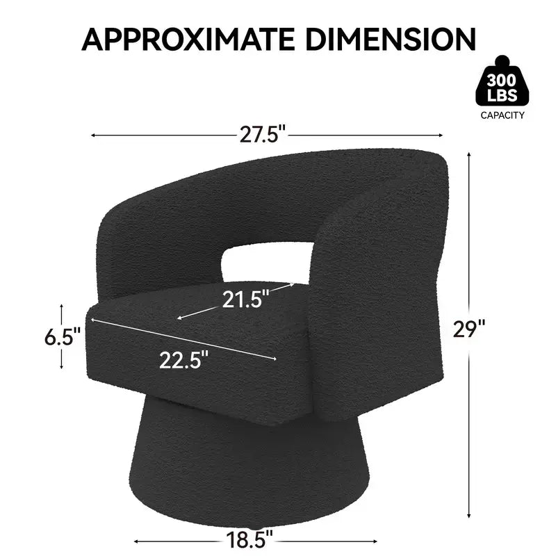 Black Swivel Barrel Accent Chair 1059