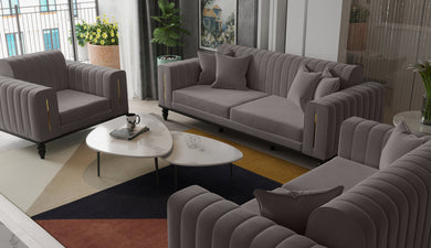 Linea Silver Sofa and Loveseat