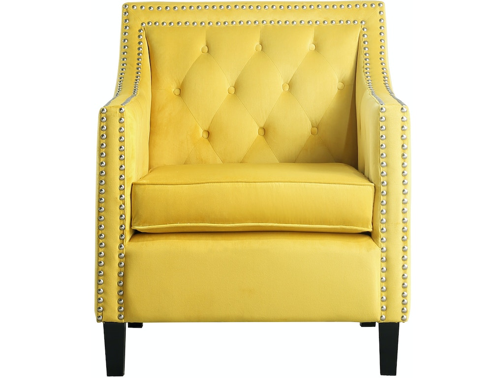 Grazioso Yellow Velvet Accent Chair 1297