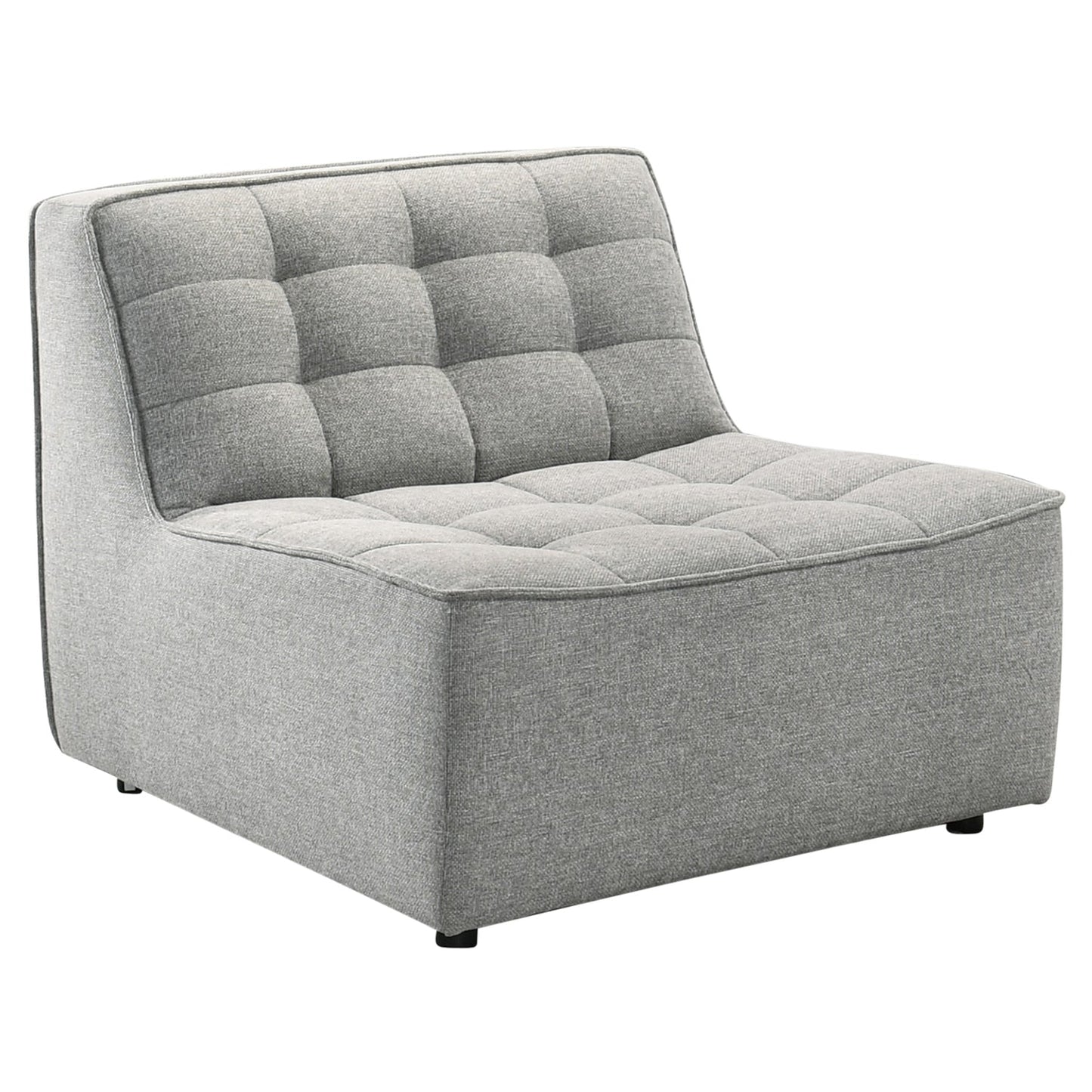 Selen Mid-Century Modern Light Grey Linen  Sectional  without Ottoman