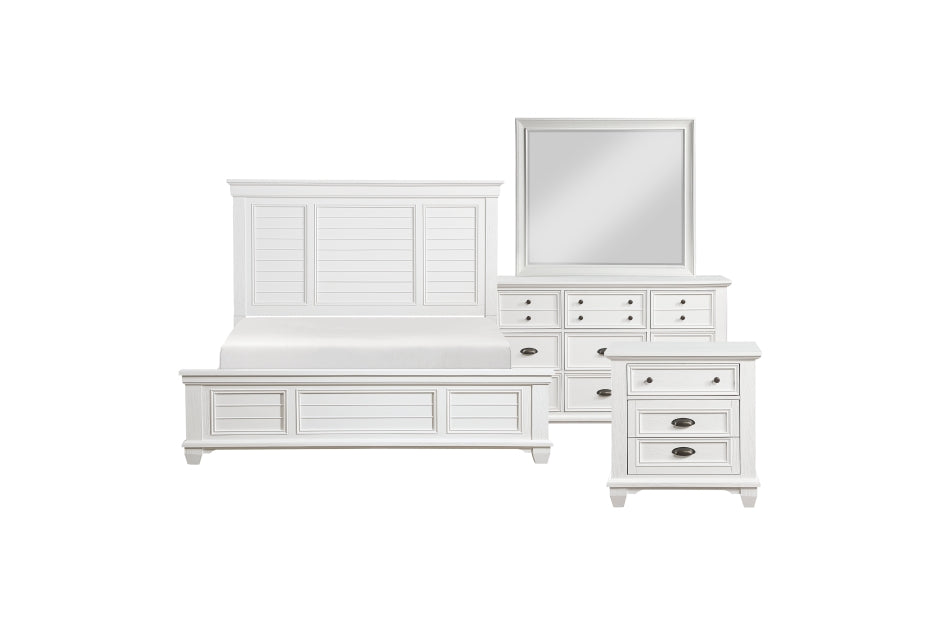 Mackinac White Finish Panel Bedroom Set 1454