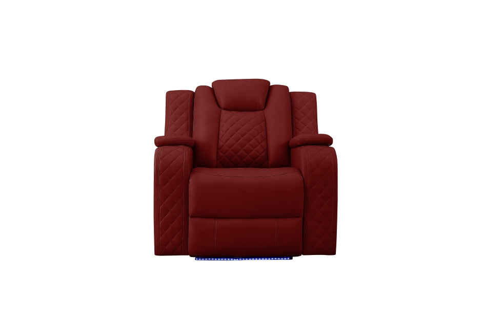 Radiant Burgundy Red POWER/LED/BLUETOOTH SPEAKERS Reclining Sofa and Loveseat SH8895