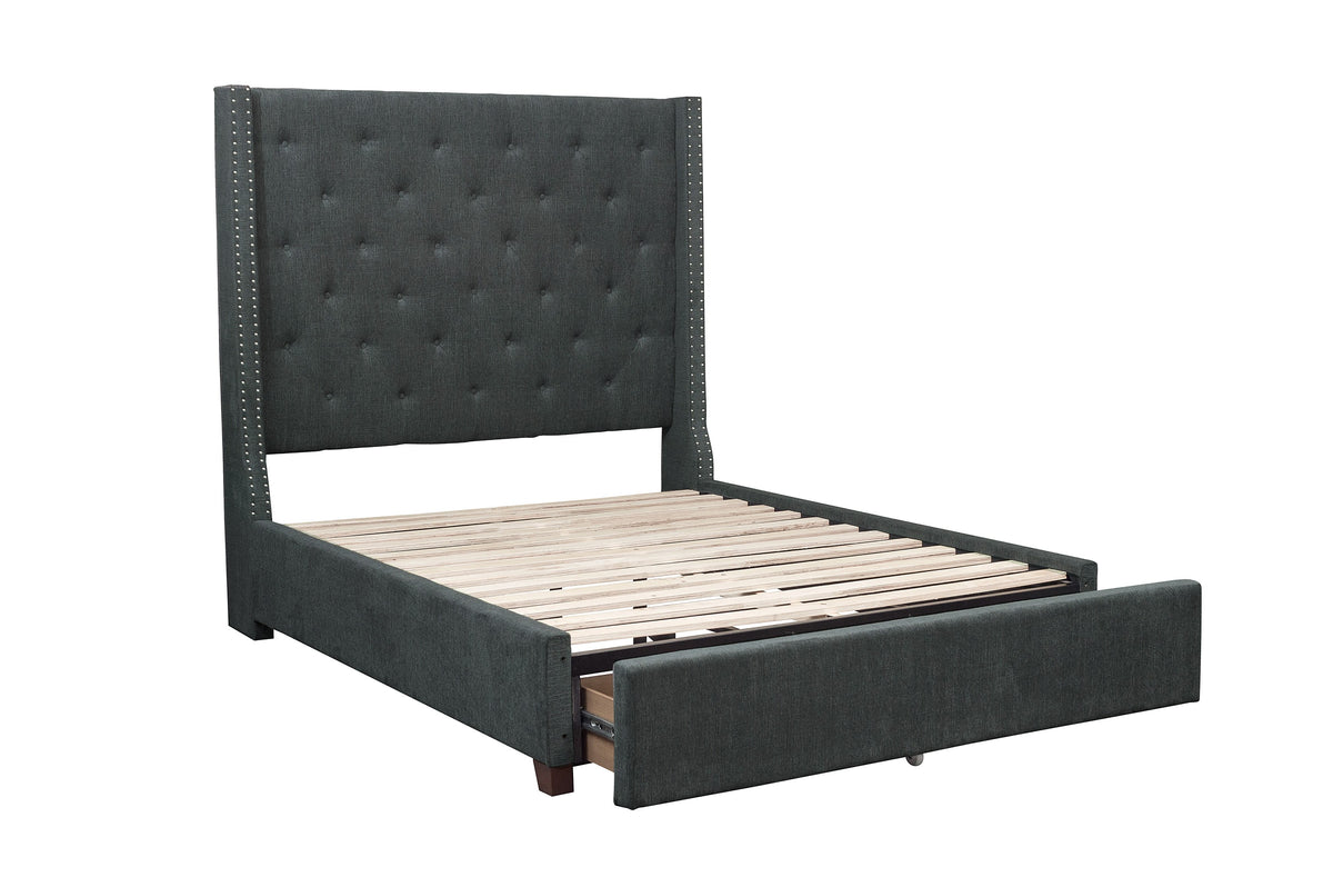 Fairborn Gray Tufted King Upholstered Storage Platform Bed 5877