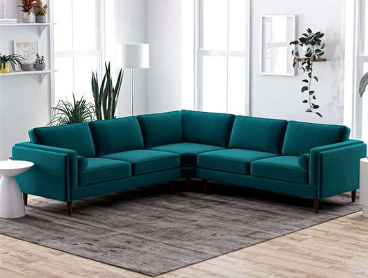 Amber 105" Green Velvet  Mid-Century Modern Corner Sectional