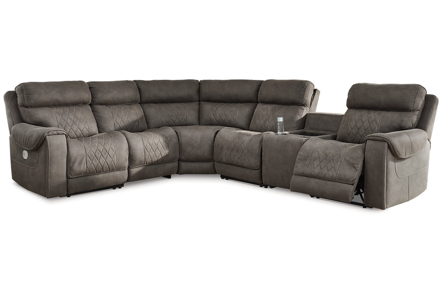 Hoopster Gunmetal 6pc POWER Reclining Sectional 23703