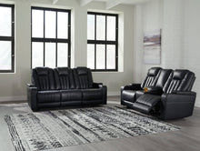 Load image into Gallery viewer, Center Point Black POWER/LED Sofa and Loveseat 24004