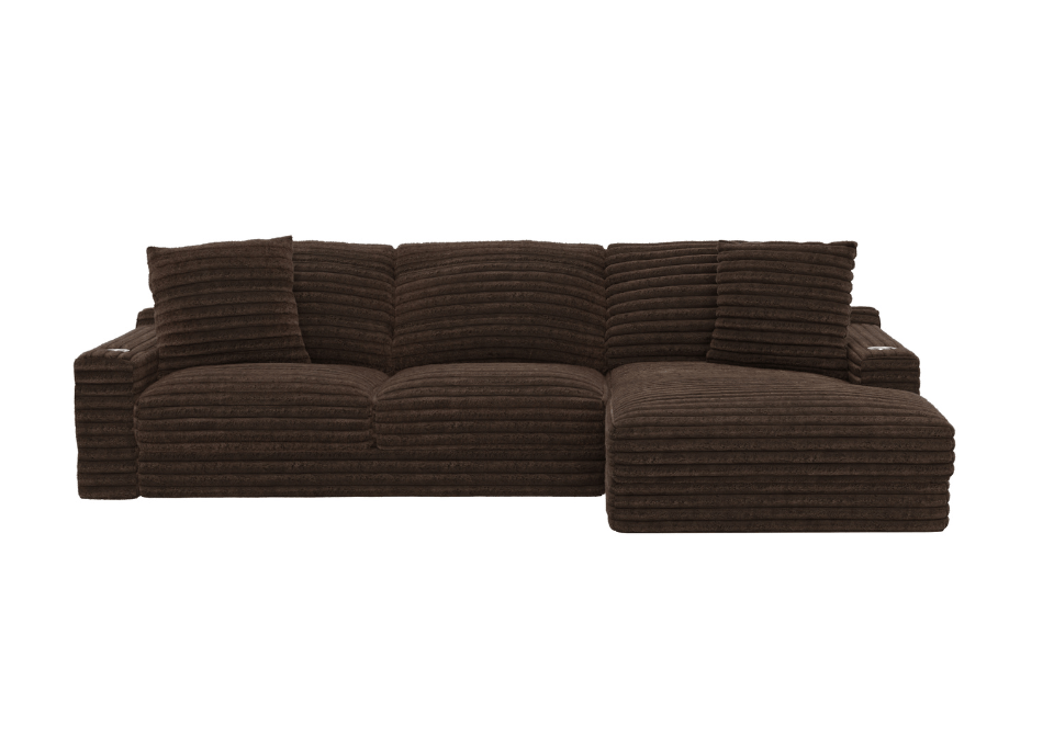 Comfrey Chocolate 123" RAF Sectional W/Cupholders