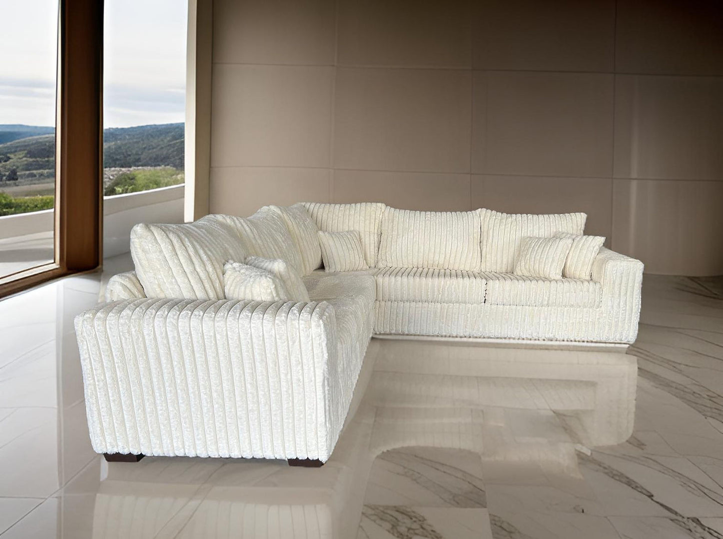 Noah Ivory Thic Soft Corduroy Sectional S345