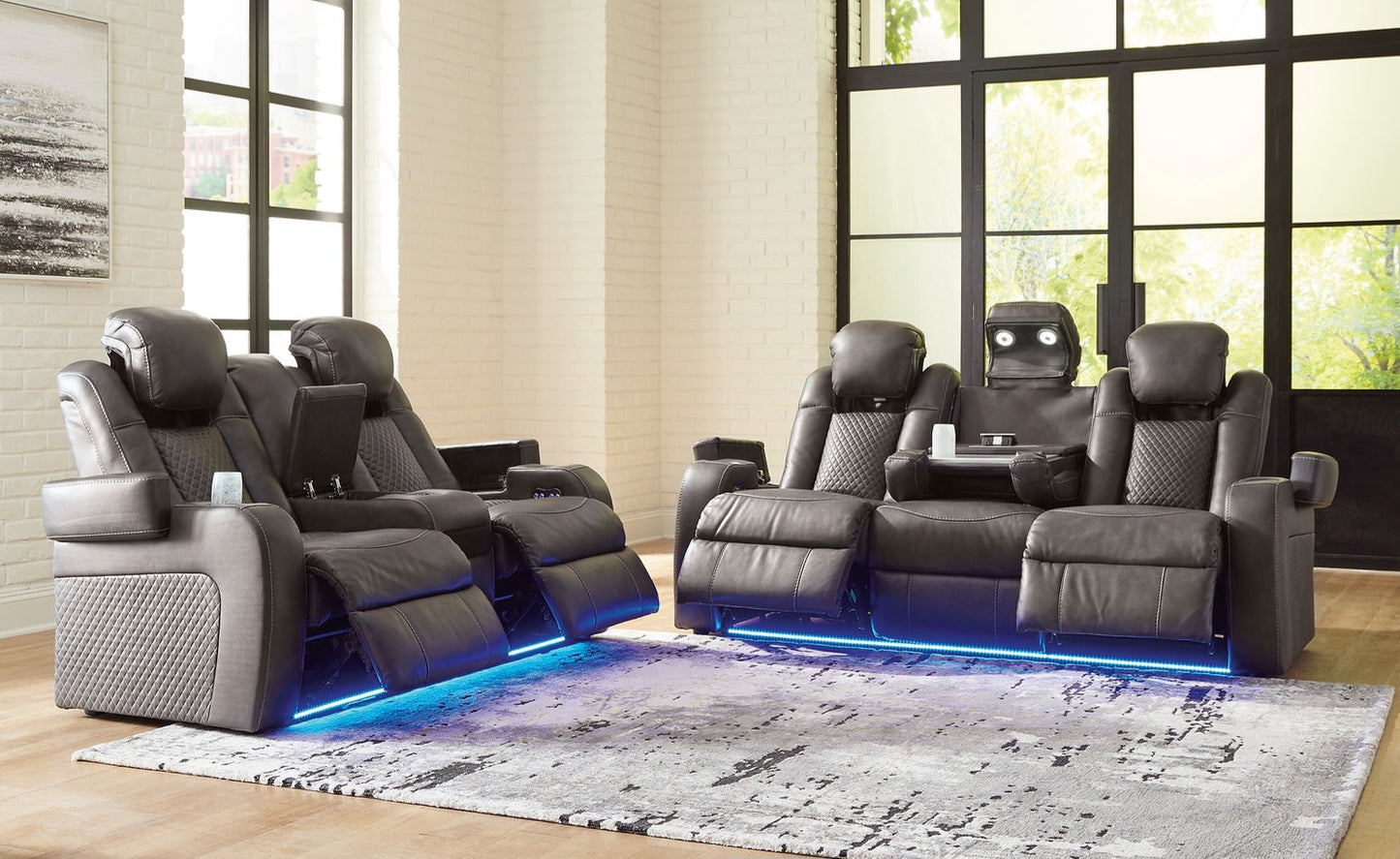 Fyne-Dyme Shadow POWER/LED Reclining Sofa & Loveseat 36602