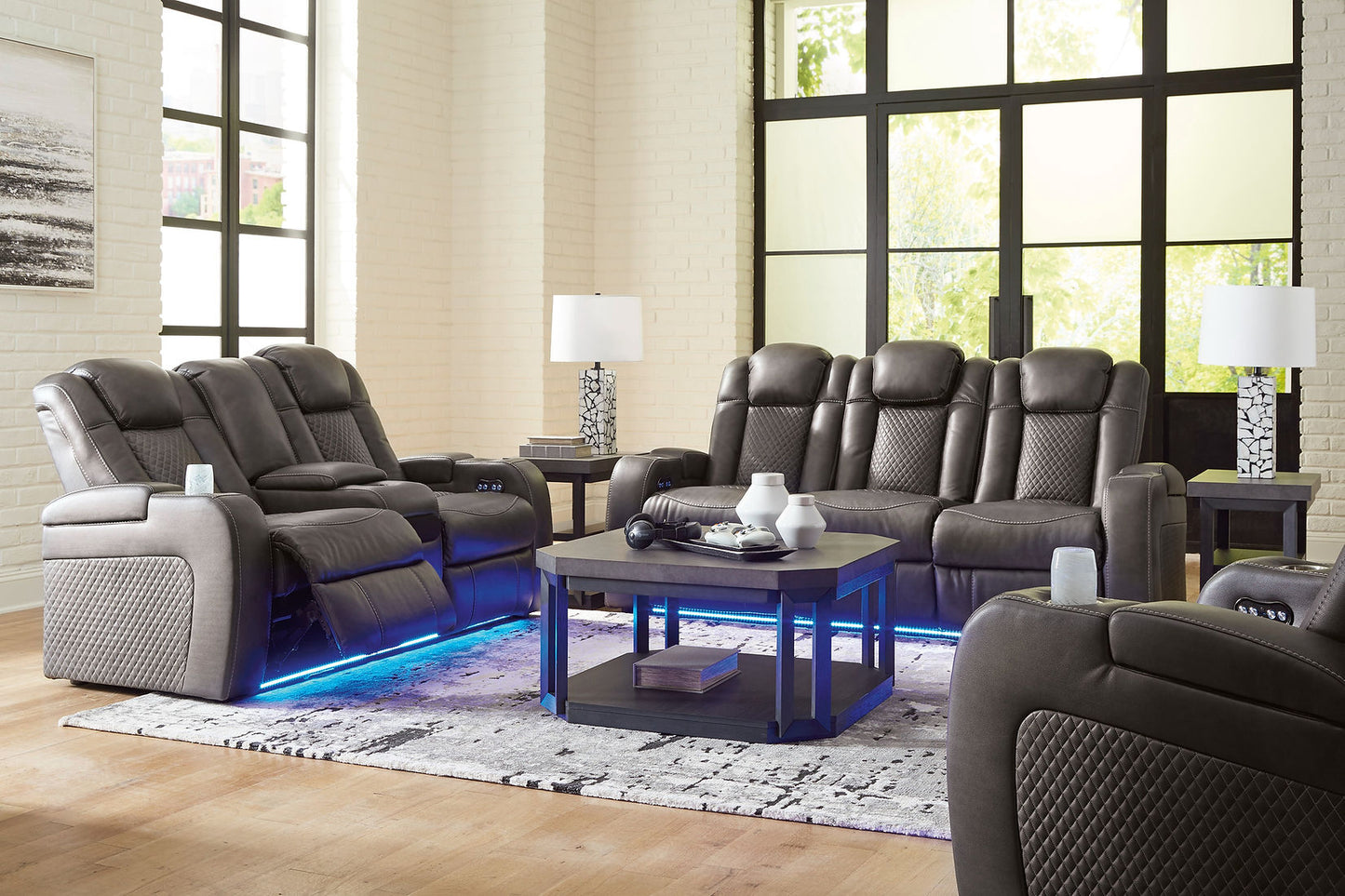 Fyne-Dyme Shadow POWER/LED Reclining Sofa & Loveseat 36602