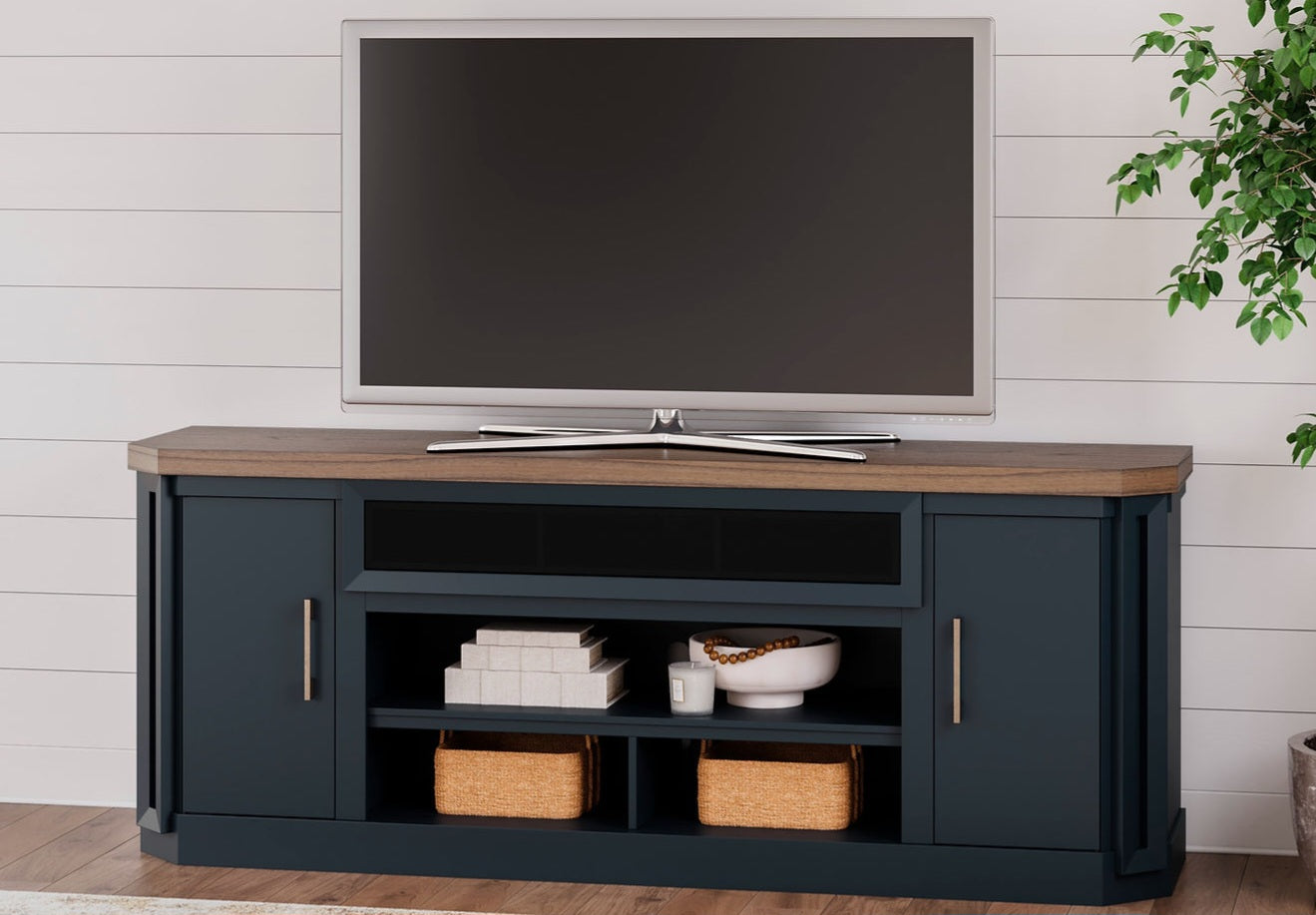 Landocken Brown/Blue 83" TV stand W402