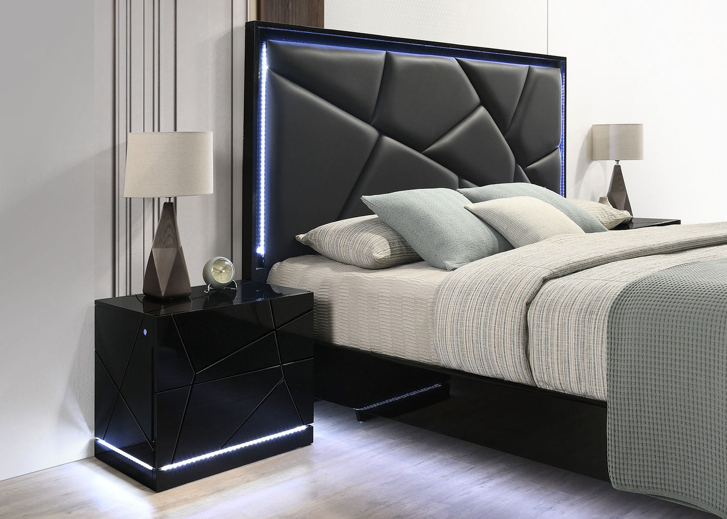 Naomi Black LED Bedroom Set B87