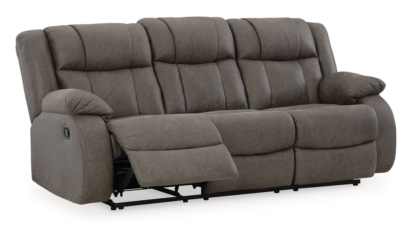 First Base Gunmetal Reclining Sofa and Loveseat 68804