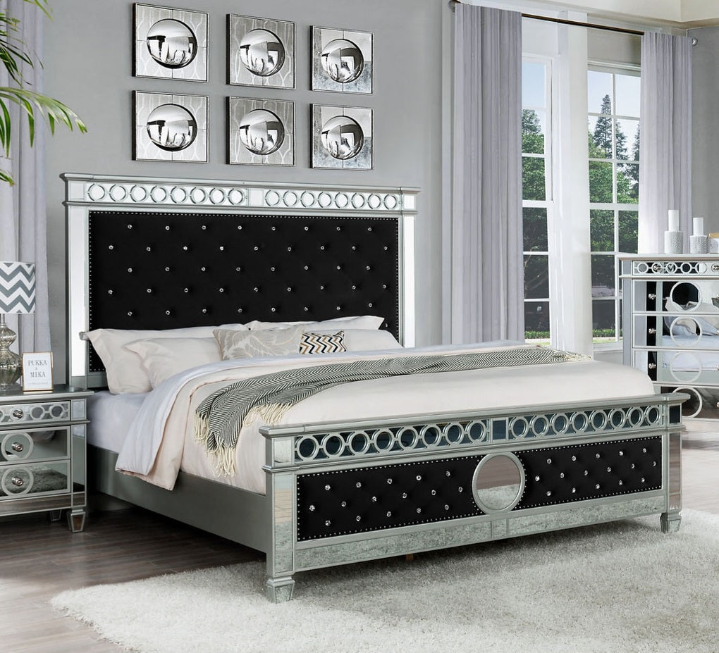 Bella Black Velvet King  Bed  B1852