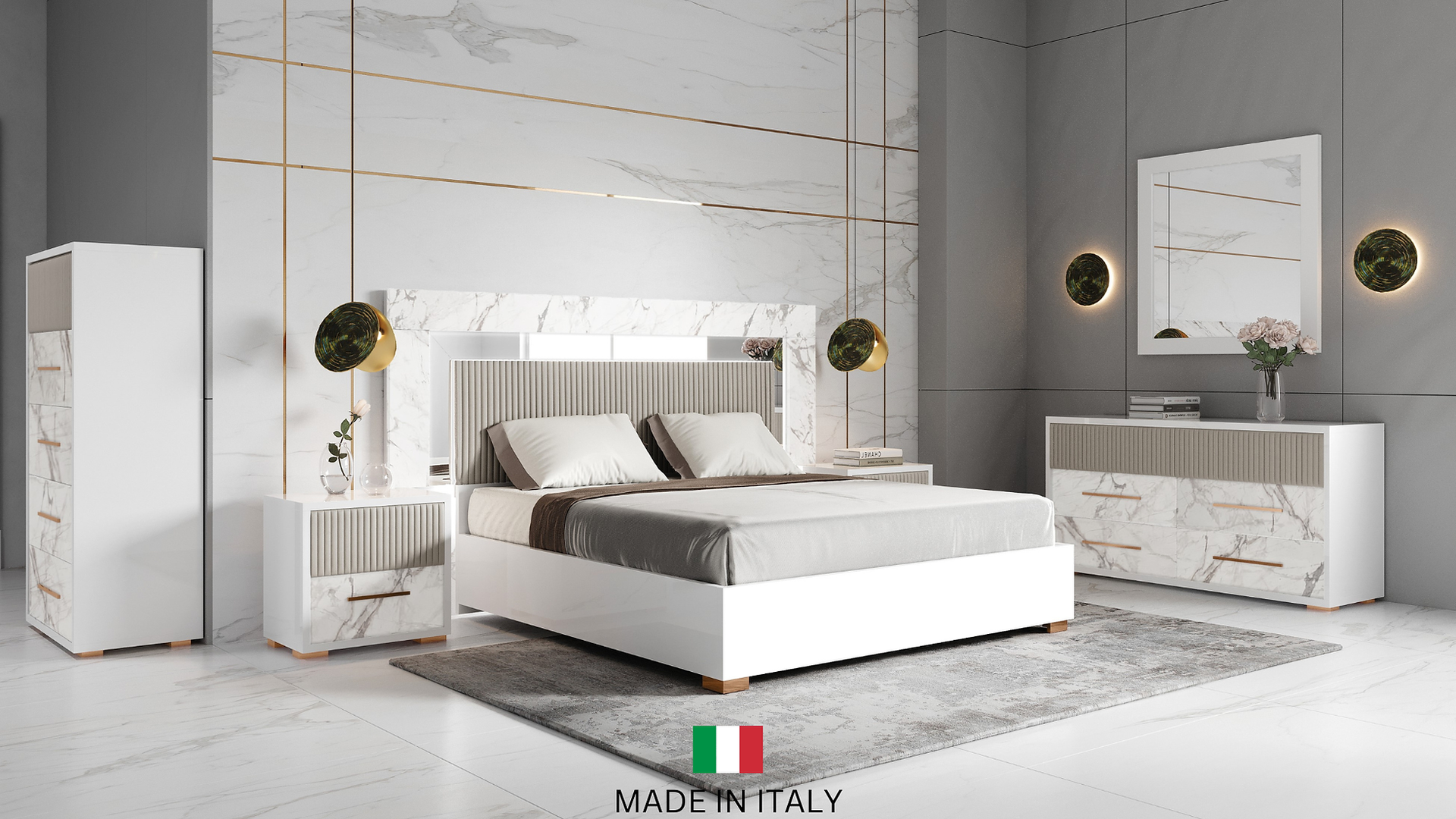 Cruz Collection LED Platform Italian Bedroom Set – Harwin Furniture