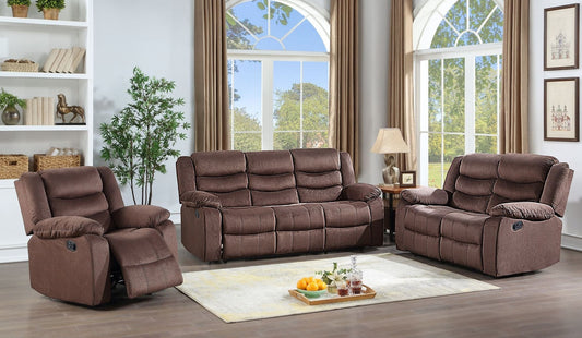 Miami Chocolate Microfiber 3pc Reclining Living Room Set S8383