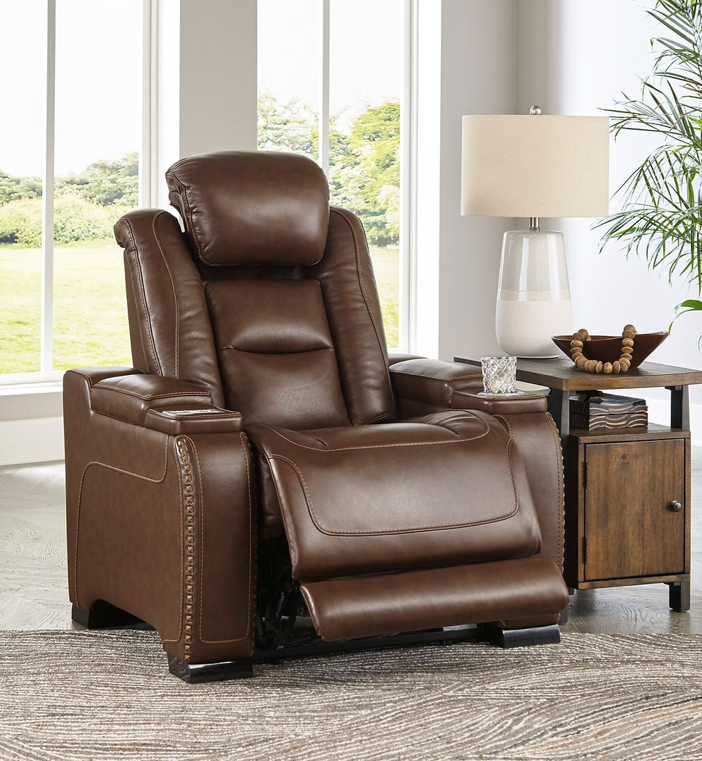 The Man-Den Mahogany POWER Recliner U85306