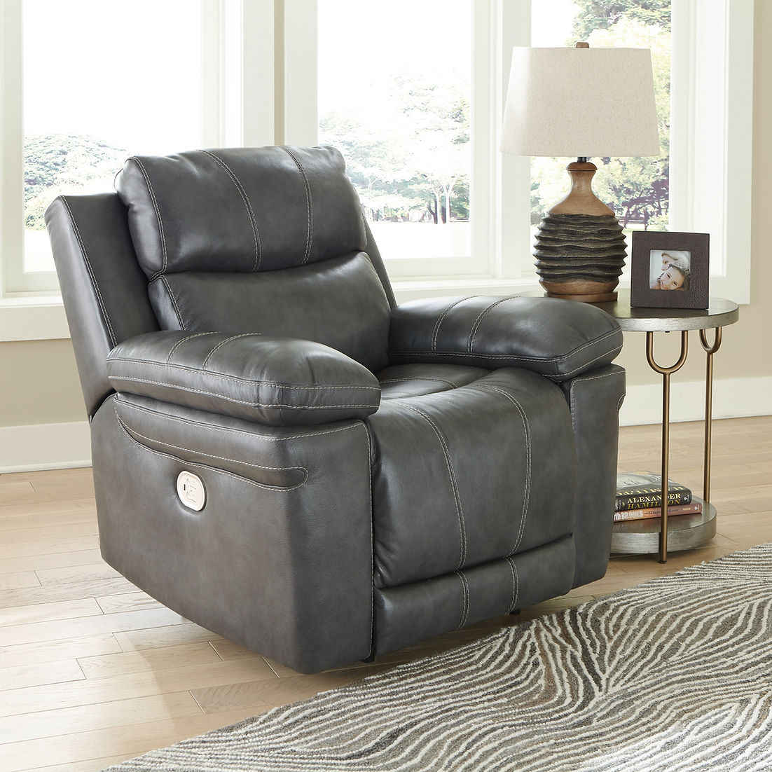 Edmar Charcoal POWER Sofa and Loveseat U64806