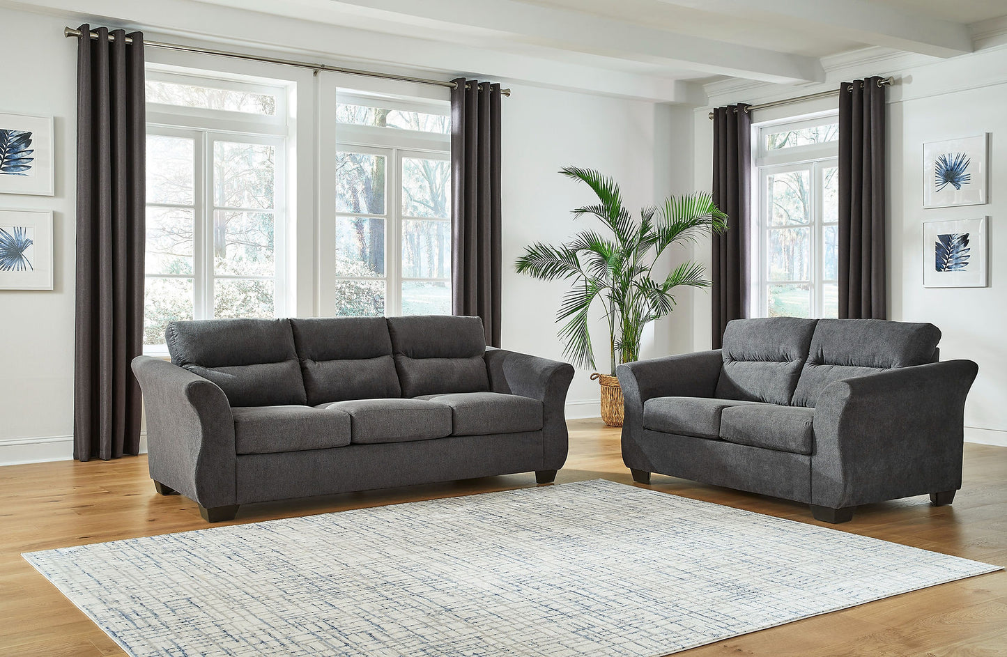 Miravel Gunmetal Sofa and Loveseat 46204