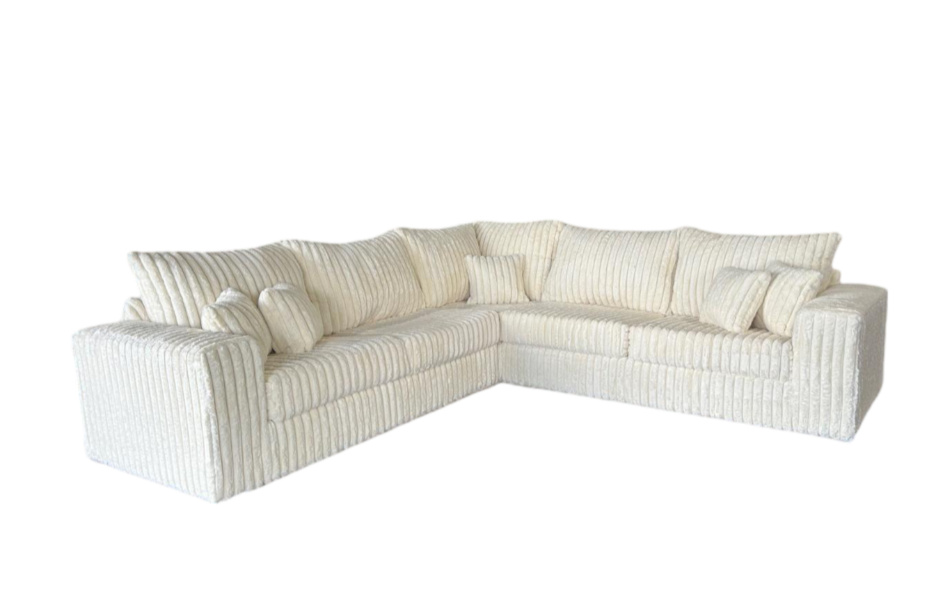 Noah Ivory Thic Soft Corduroy Sectional S345