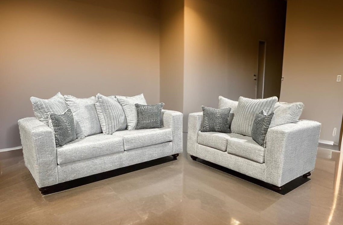 Rivera Oyster Fabric Sofa and Loveseat S310