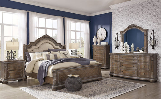 Charmond Brown Upholstered Sleigh Bedroom Set B803