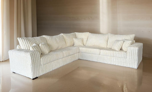 Noah Ivory Thic Soft Corduroy Sectional S345