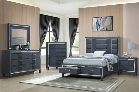 Meg Grey/Black LED Platform Bedroom Set