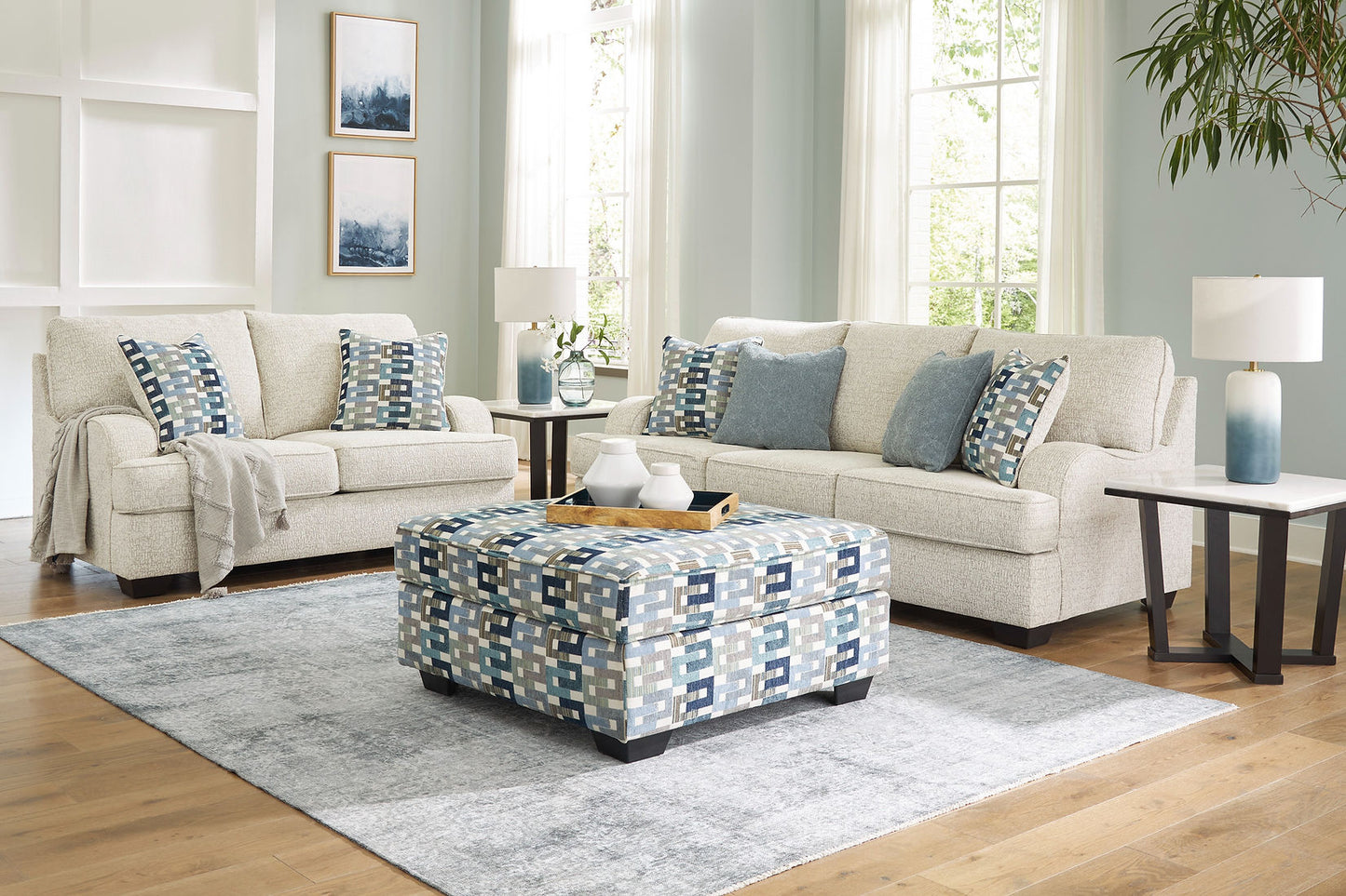 Valerona Parchment Sofa and Loveseat 33404