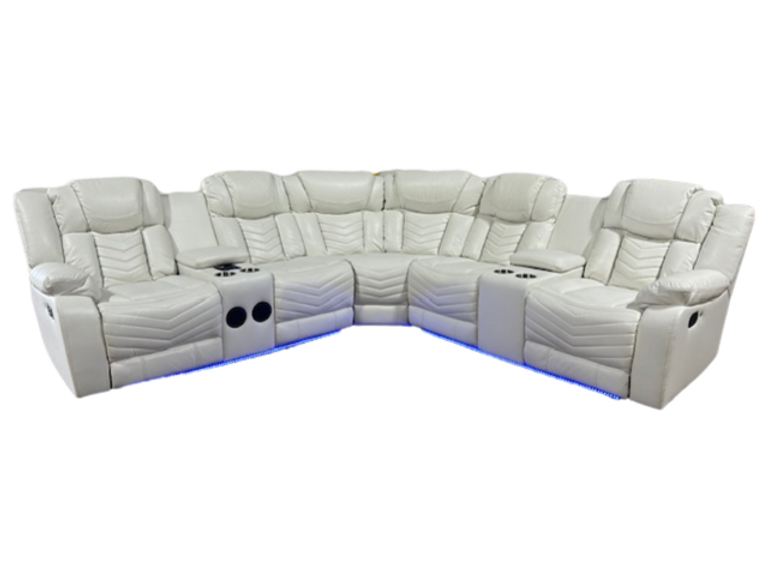 Lucky Charm White LED/BLUETOOTH SPEAKERS Reclining Sectional S2021