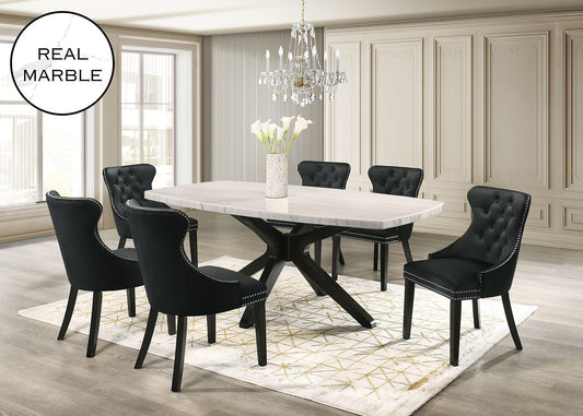 Bolivar Black (GENUINE MARBLE) Dining Set