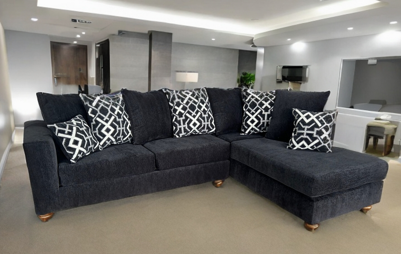 S305 Graphite Black Fabric Sectional