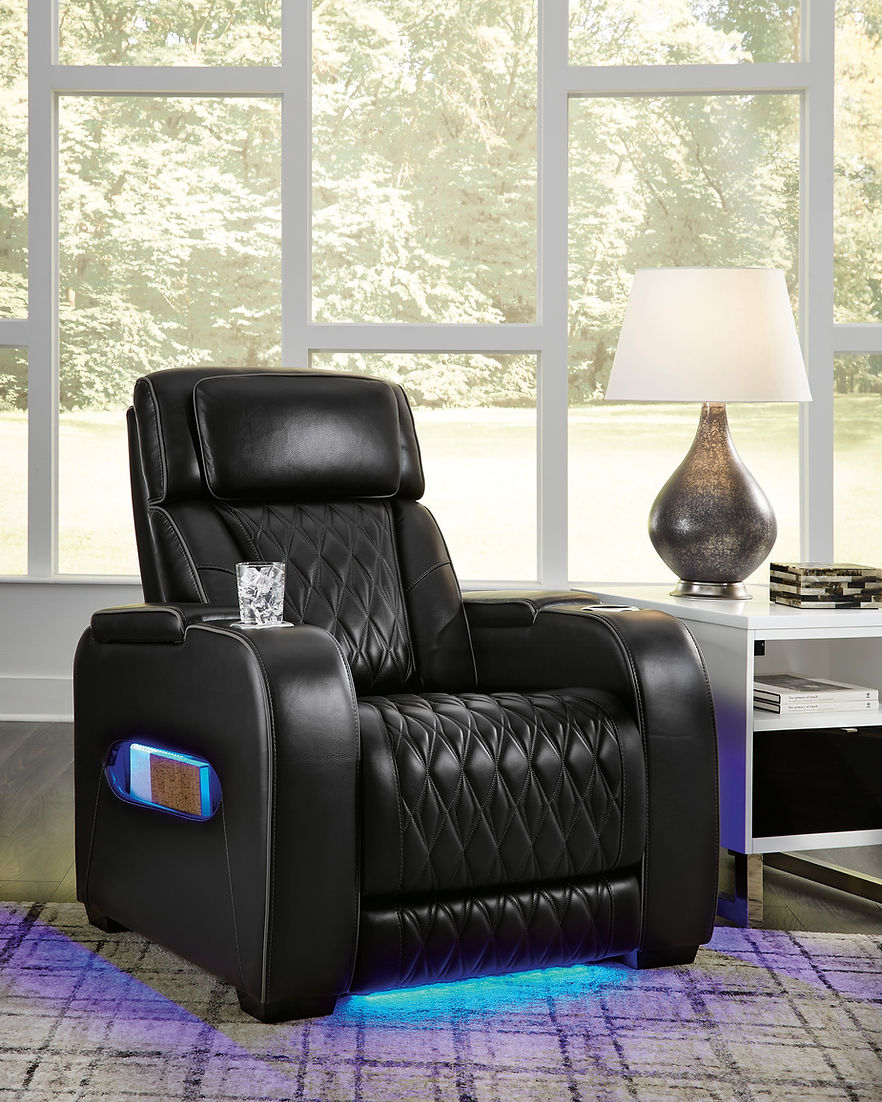 Boyington Black POWER/LED/GENUINE LEATHER Reclining Sofa and Loveseat U27106U1