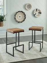 Load image into Gallery viewer, Strumford Caramel/Black Bar Height Barstool, Set of 2 D109