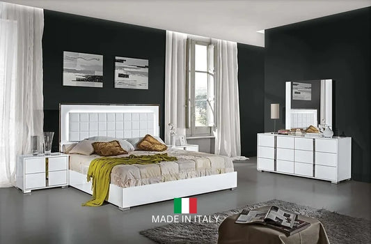 Alice Collection White LED Italian Bedroom Set