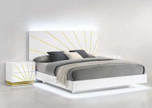 Safa White/Gold LED Bedroom Set B59