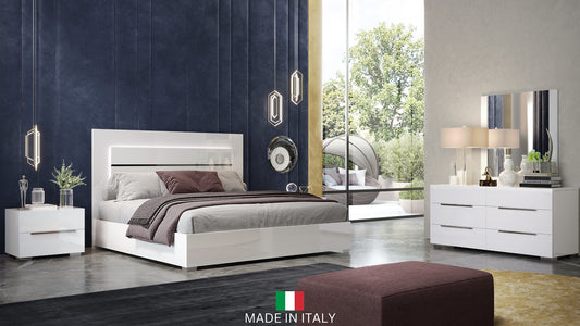 Premium Collection White LED Italian Bedroom Set